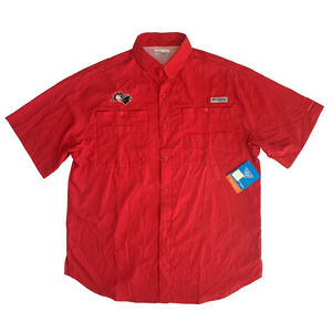 Columbia Tamiami PFG Men's Sz M MiLB Fayetteville Woodpeckers Short Sleeve Shirt